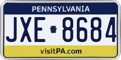 PA license plate JXE8684