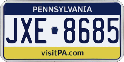 PA license plate JXE8685
