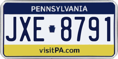 PA license plate JXE8791