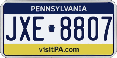 PA license plate JXE8807