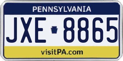 PA license plate JXE8865