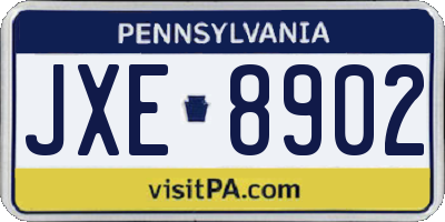 PA license plate JXE8902