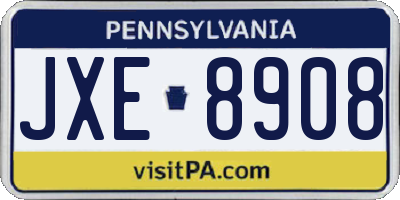 PA license plate JXE8908