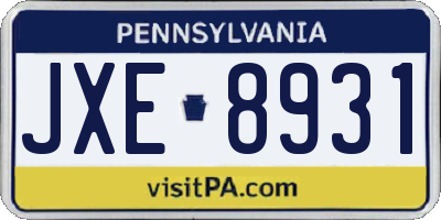 PA license plate JXE8931