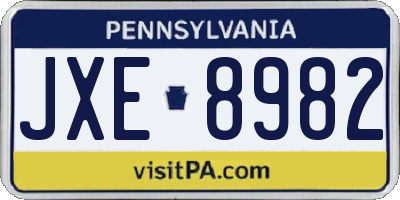 PA license plate JXE8982