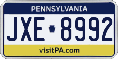 PA license plate JXE8992