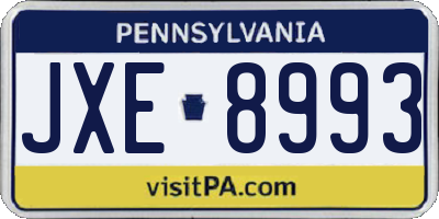 PA license plate JXE8993