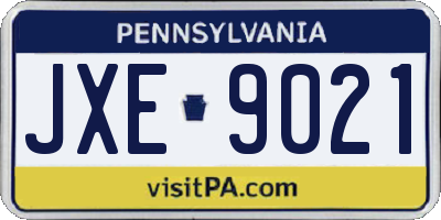 PA license plate JXE9021