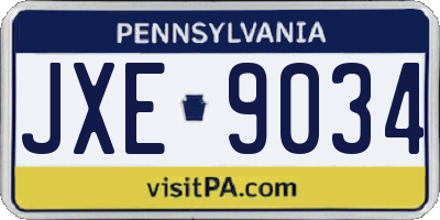 PA license plate JXE9034