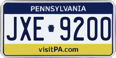 PA license plate JXE9200