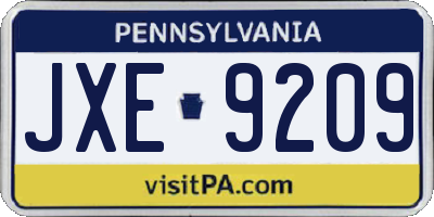 PA license plate JXE9209