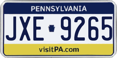 PA license plate JXE9265