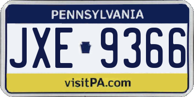 PA license plate JXE9366