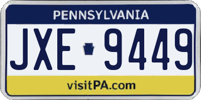PA license plate JXE9449