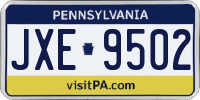 PA license plate JXE9502