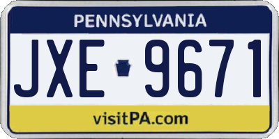 PA license plate JXE9671