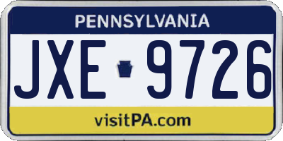PA license plate JXE9726