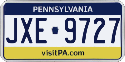 PA license plate JXE9727