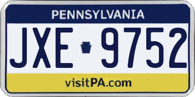 PA license plate JXE9752