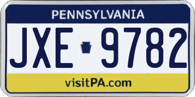 PA license plate JXE9782