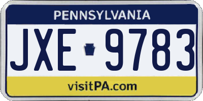 PA license plate JXE9783