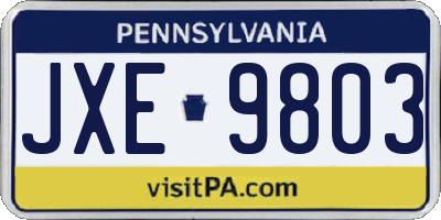 PA license plate JXE9803