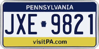 PA license plate JXE9821