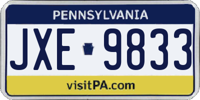 PA license plate JXE9833