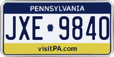 PA license plate JXE9840