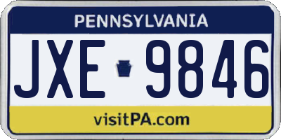 PA license plate JXE9846