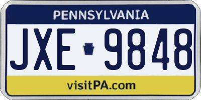 PA license plate JXE9848