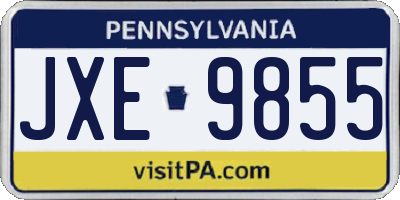 PA license plate JXE9855