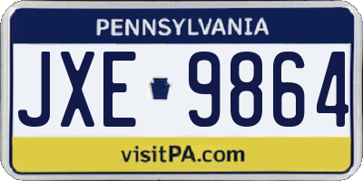 PA license plate JXE9864
