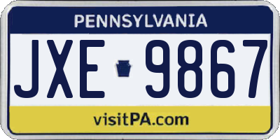 PA license plate JXE9867