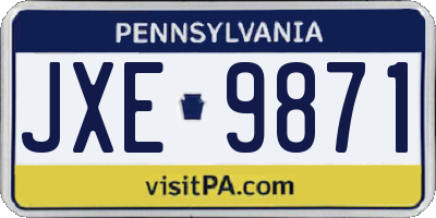 PA license plate JXE9871