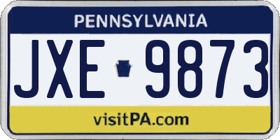 PA license plate JXE9873