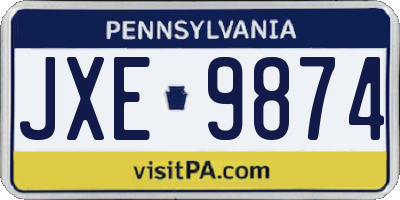 PA license plate JXE9874