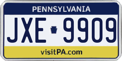 PA license plate JXE9909