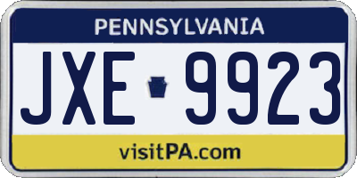 PA license plate JXE9923