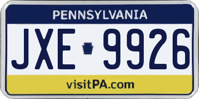 PA license plate JXE9926