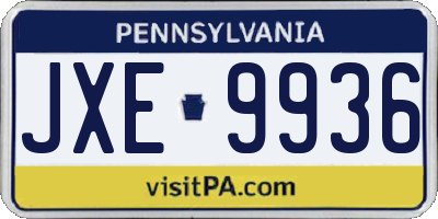 PA license plate JXE9936