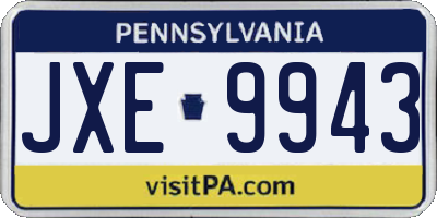 PA license plate JXE9943