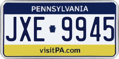 PA license plate JXE9945