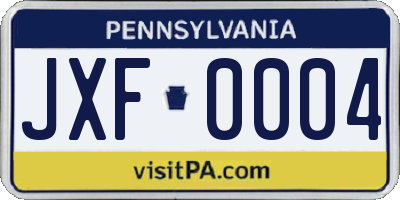 PA license plate JXF0004