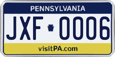 PA license plate JXF0006