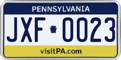 PA license plate JXF0023