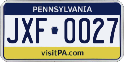 PA license plate JXF0027