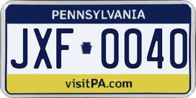 PA license plate JXF0040