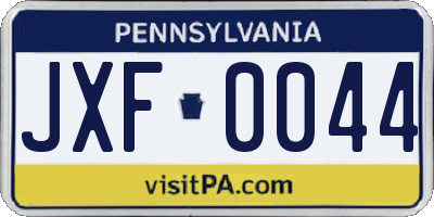 PA license plate JXF0044
