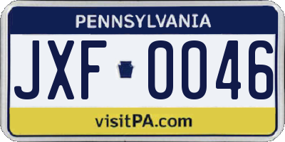PA license plate JXF0046